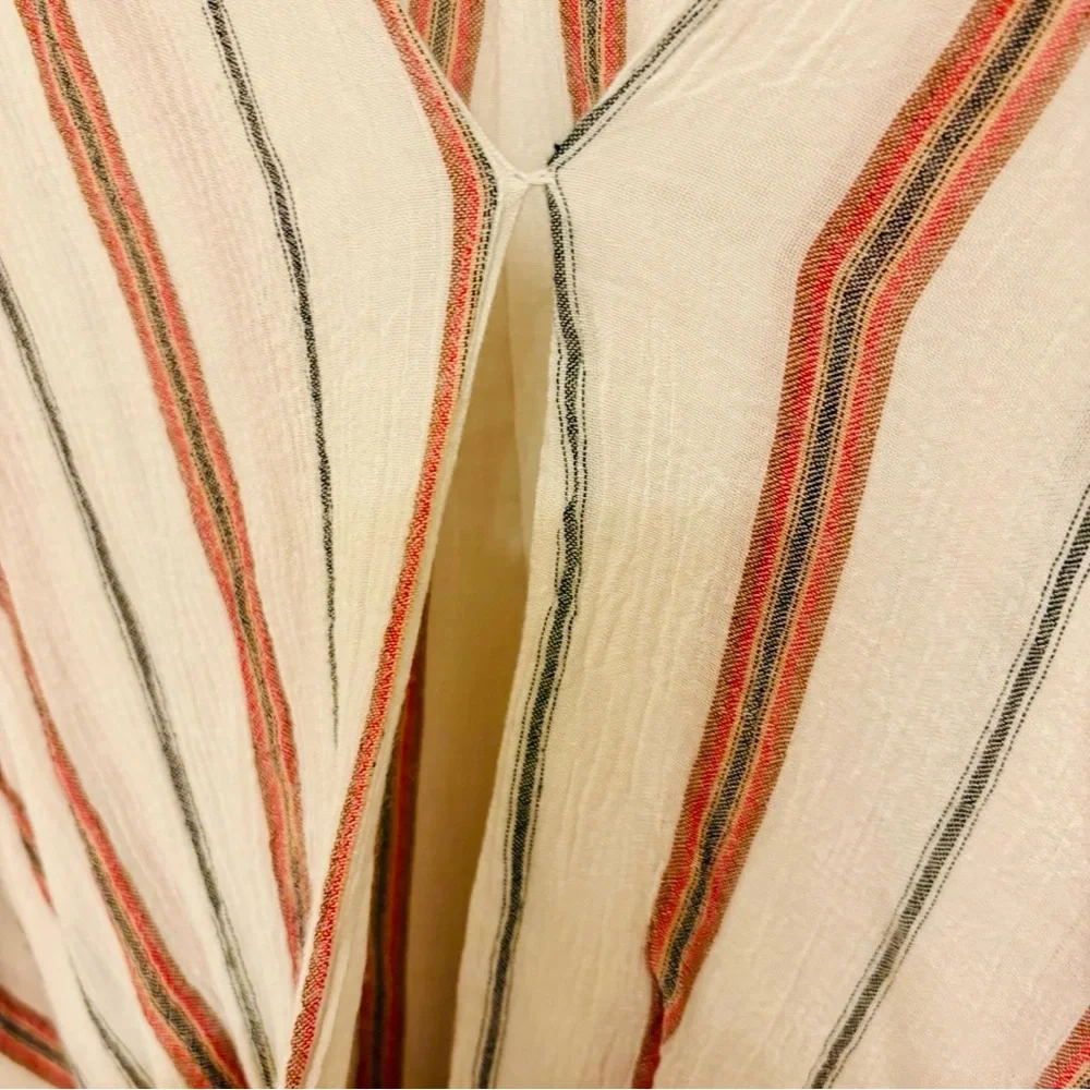 Kut From The Kloth Cream Red Striped Wrap Front Top Office Casual Blouse Medium